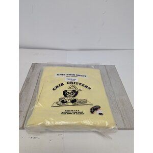 New Crib Critters Knit Twin Sheet Hugger Top Sheet 100% Cotton - USA - Yellow